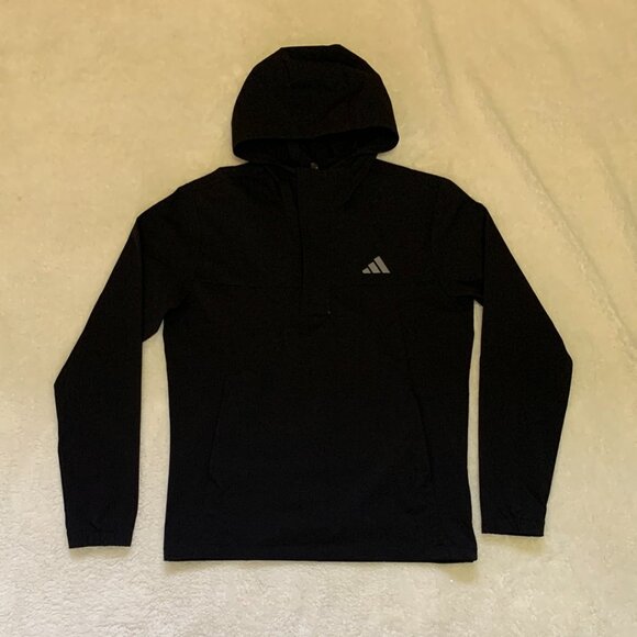 Adidas Ripstop Black Pullover Light Weight Jacket Size Small Golf - Picture 1 of 8